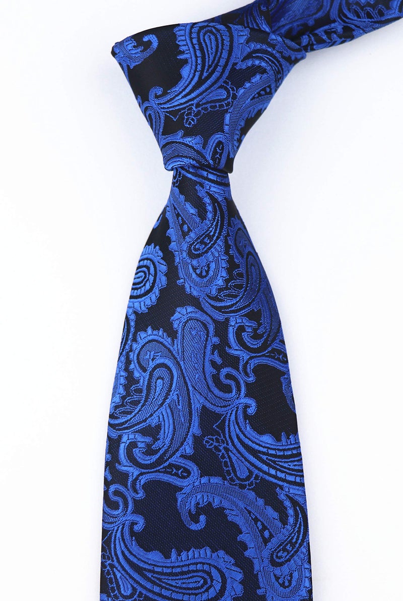 Secdtie Mens Narrow Royal Blue Black Tie Adult Formal Sunny Self Modern Necktie Dad Gift - Image 4